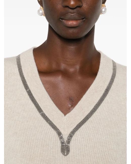 Brunello Cucinelli White Cashmere Sweater