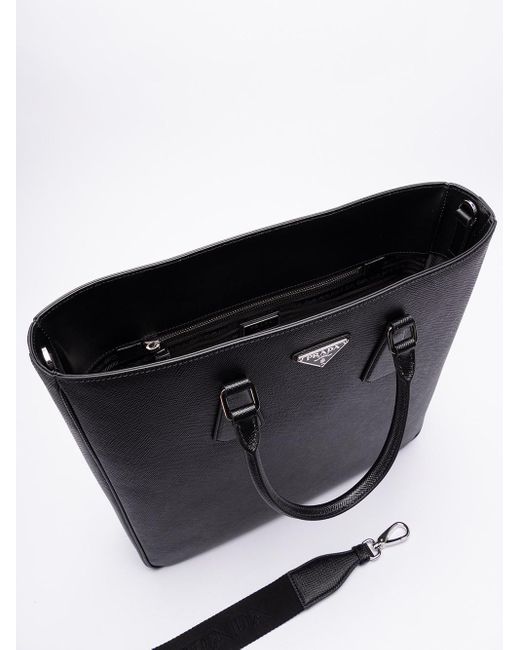 Prada Black Leather Shopping Bag for men