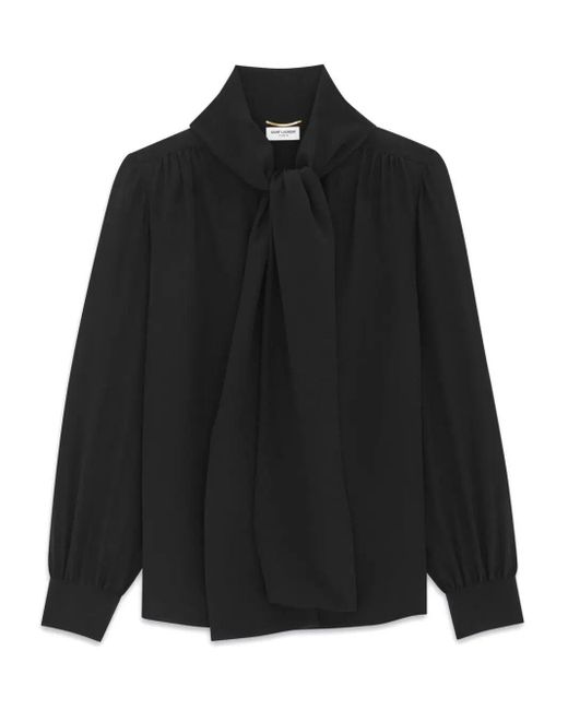 Blusa in seta di Saint Laurent in Black