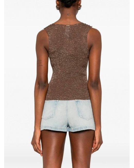 Twinset Brown Knit Ribbed Tank Top