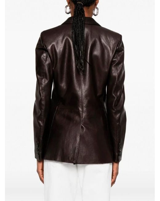 Tagliatore Brown Leather Jacket