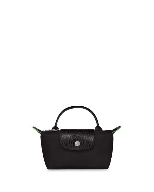 Longchamp Black `le Pliage Green` Clutch Bag