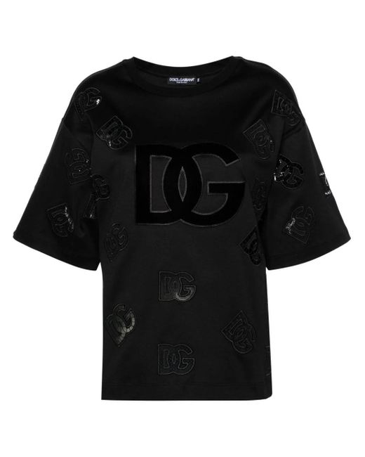 Dolce & Gabbana Black Dg Logo Cotton T-shirt