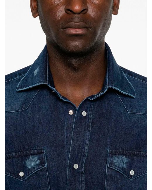 Sartorio Napoli Blue 'Texas' Shirt for men