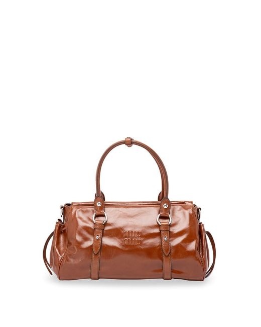 Miu Miu Brown Shiny Leather Handbag