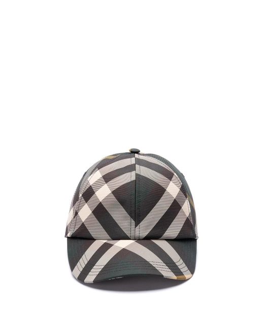 Burberry Green `Washed Check` Baseball Cap for men