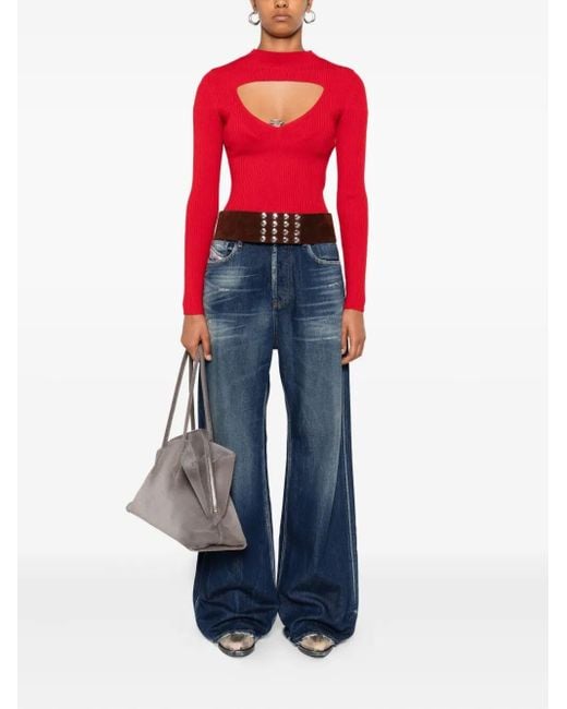 Jeans A Gamba Ampia Con Frange di DIESEL in Blue