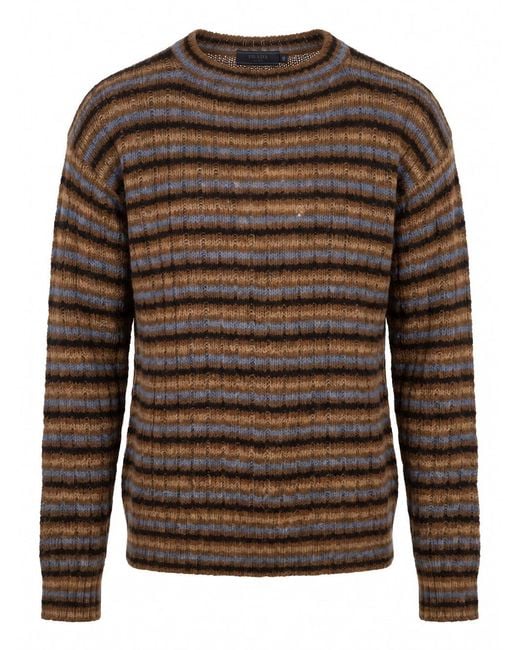 Prada Brown Striped Sweater for men
