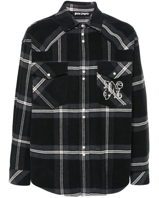 Palm Angels Black Checked Cotton-flannel Shirt Jacket for men
