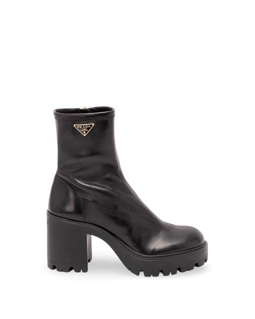 Prada Black Leather Booties