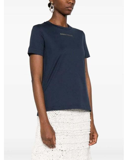 Max Mara Blue Logo Cotton T-Shirt