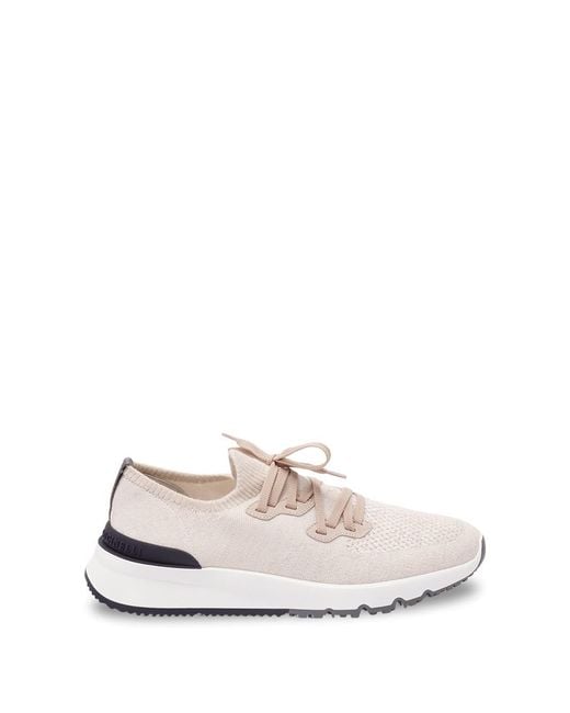 Brunello Cucinelli White Knit Sneakers for men