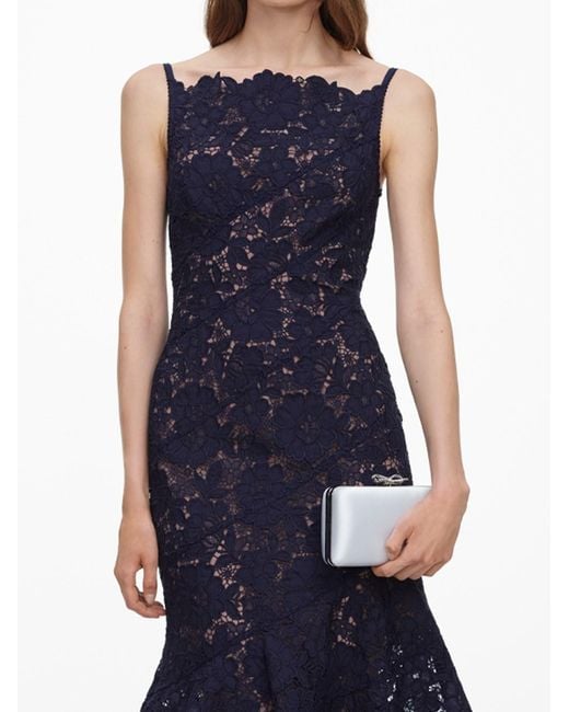 Self-Portrait Blue Spiral Lace Midi Dress