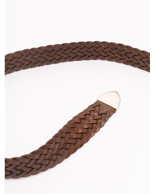 Andersons Brown Leather Woven Belt for men
