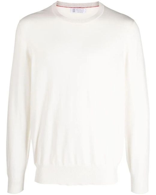 Brunello Cucinelli White Cashmere Sweater for men