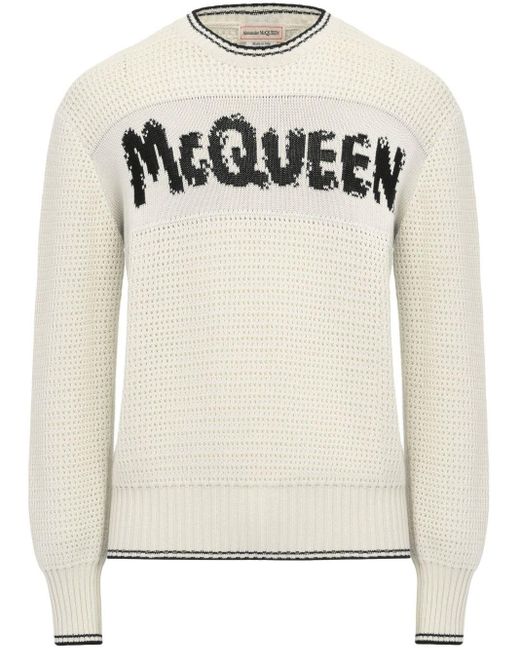 Alexander McQueen White Sweater With Logo for men