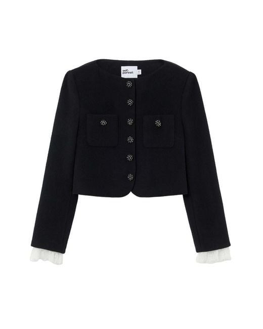Self-Portrait Black Button Down Jacket