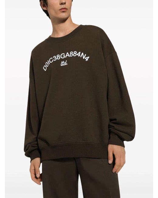 Dolce & Gabbana Black Logo-Print Cotton Sweatshirt for men
