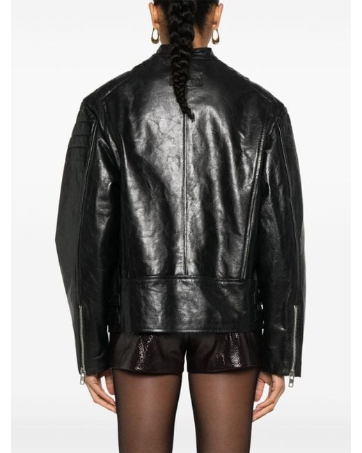Twinset Black Leather-Like Biker Jacket