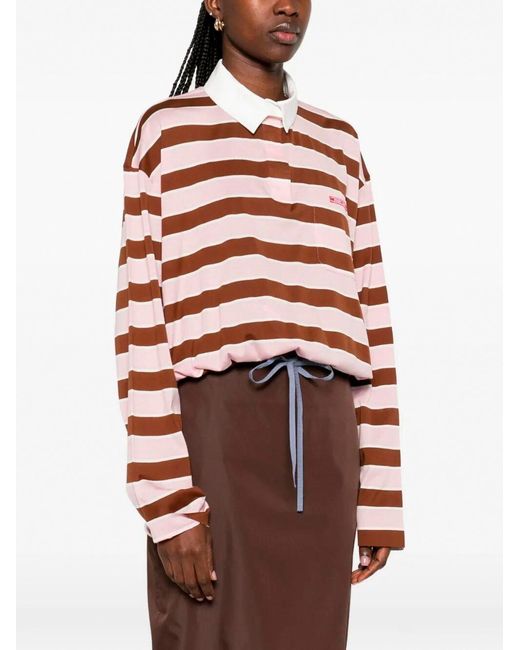 Prada Red Striped Polo Neck