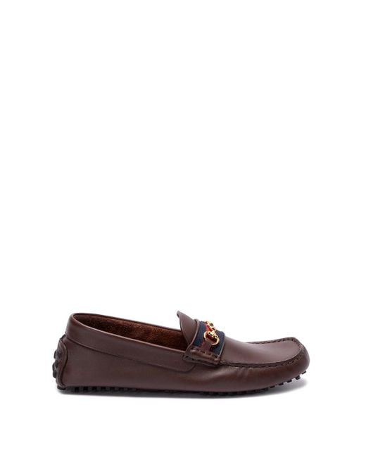 Gucci Brown Loafers With `Web` for men