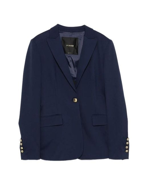 Pinko Blue Flap Pocket Single-Breasted Blazer