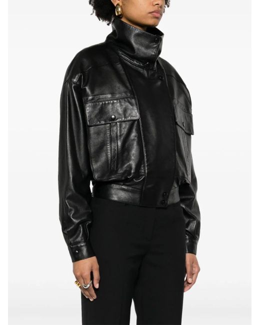 Saint Laurent Black Zip-Up Leather Jacket