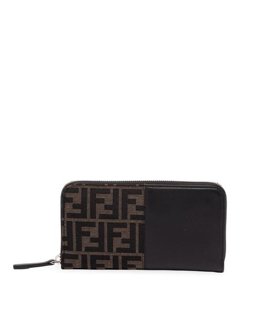 Fendi Black Zip Around Squared Ff for men