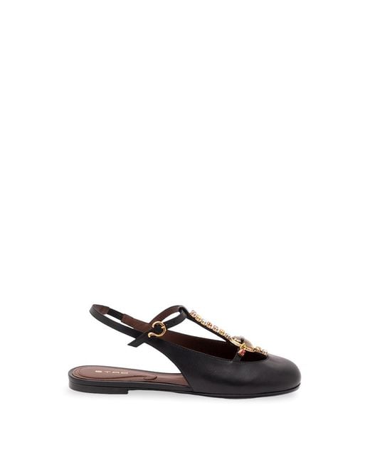 Etro White Flat Slingbacks