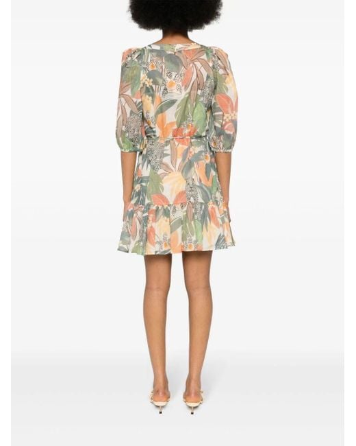 Twin Set Multicolor `Jungle Fever` Print Short Dress With Belt