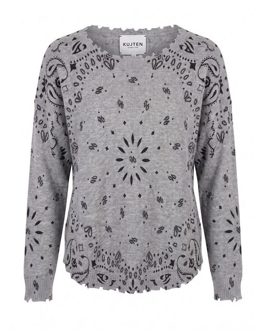 Kujten Gray 'Mela Bandana' Round Neck Sweater