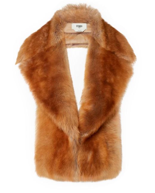 Fendi Brown Shearling Scarf