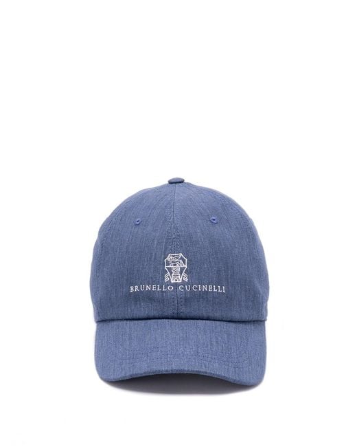 Brunello Cucinelli Blue Baseball Cap for men