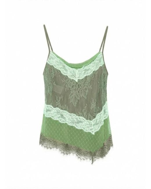 Pinko Green Haut En Dentelle À Fleurs