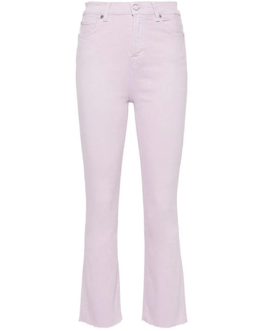 7 For All Mankind Pink `Hw Slim Kick Colored Stretch With Raw Cut`