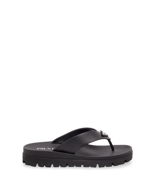 Prada White Rubber Thong Sandals for men