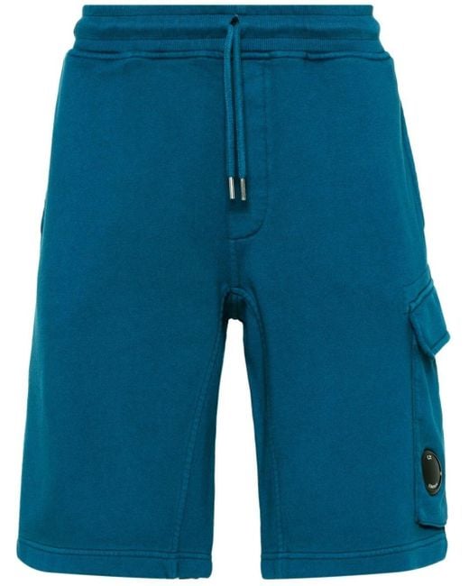 C P Company Blue Logo-appliqué Shorts for men