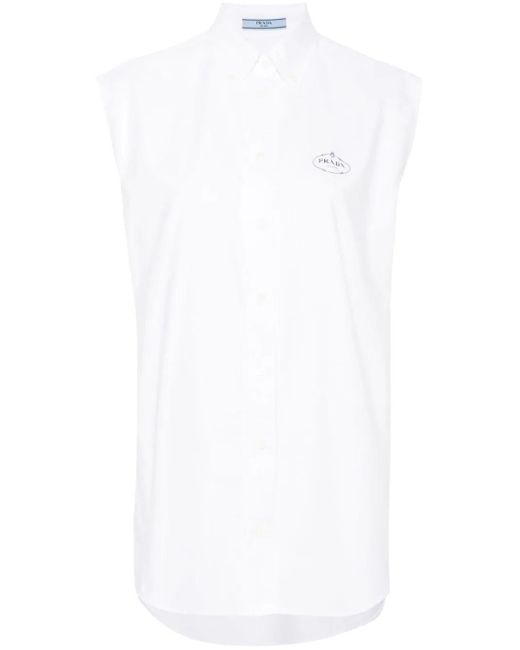 Prada White Sleeveless Shirt