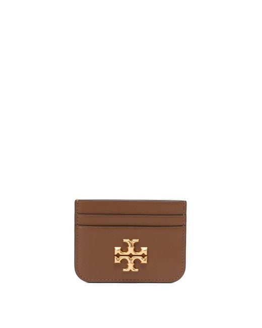 Tory Burch `eleanor` Leather Card Case in Brown