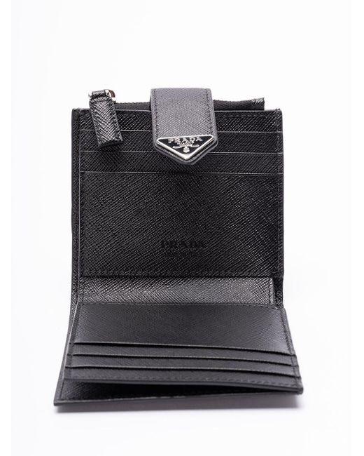 Portafoglio con placca logo di Prada in Black da Uomo