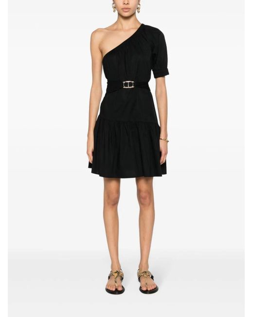 Asymmetric One-Shoulder Short Dress di Twin Set in Black