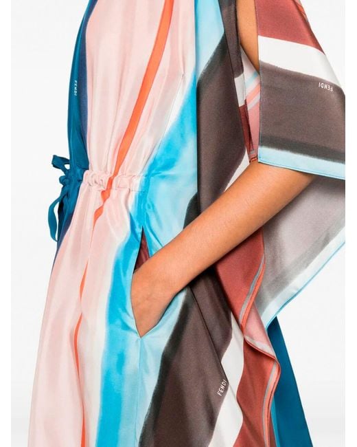 Fendi Blue 'Habutai Stripe' Dress