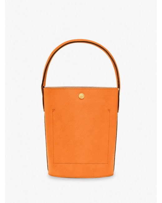 Longchamp Orange `Epure` Small Bucket Bag