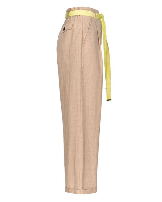 Pinko Natural High-waisted Belted Wide-leg Trousers
