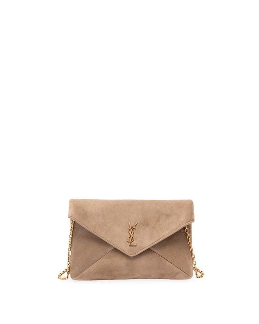 Saint Laurent White 'Cassandre' Small Chain Pouch