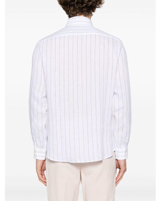 Camicia A Righe di Brunello Cucinelli in White da Uomo