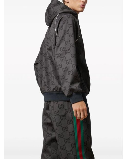 Gucci Gray Jumbo GG Zip Jacket With Web for men