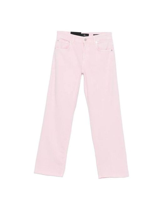 7 For All Mankind Pink Calie Straight Ankle Colored Left Hand Rose With Raw