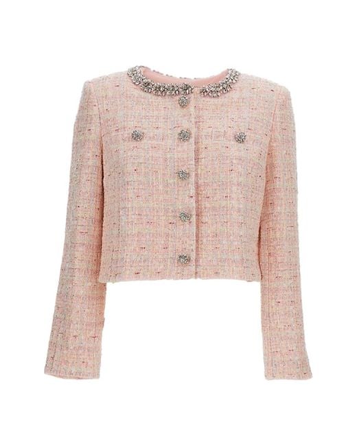 Self-Portrait Pink Sequin Boucle Jacket