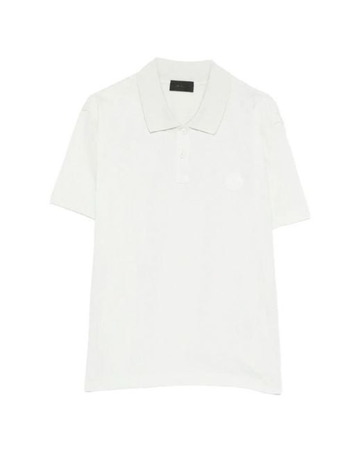 Moncler White Short Sleeve Polo